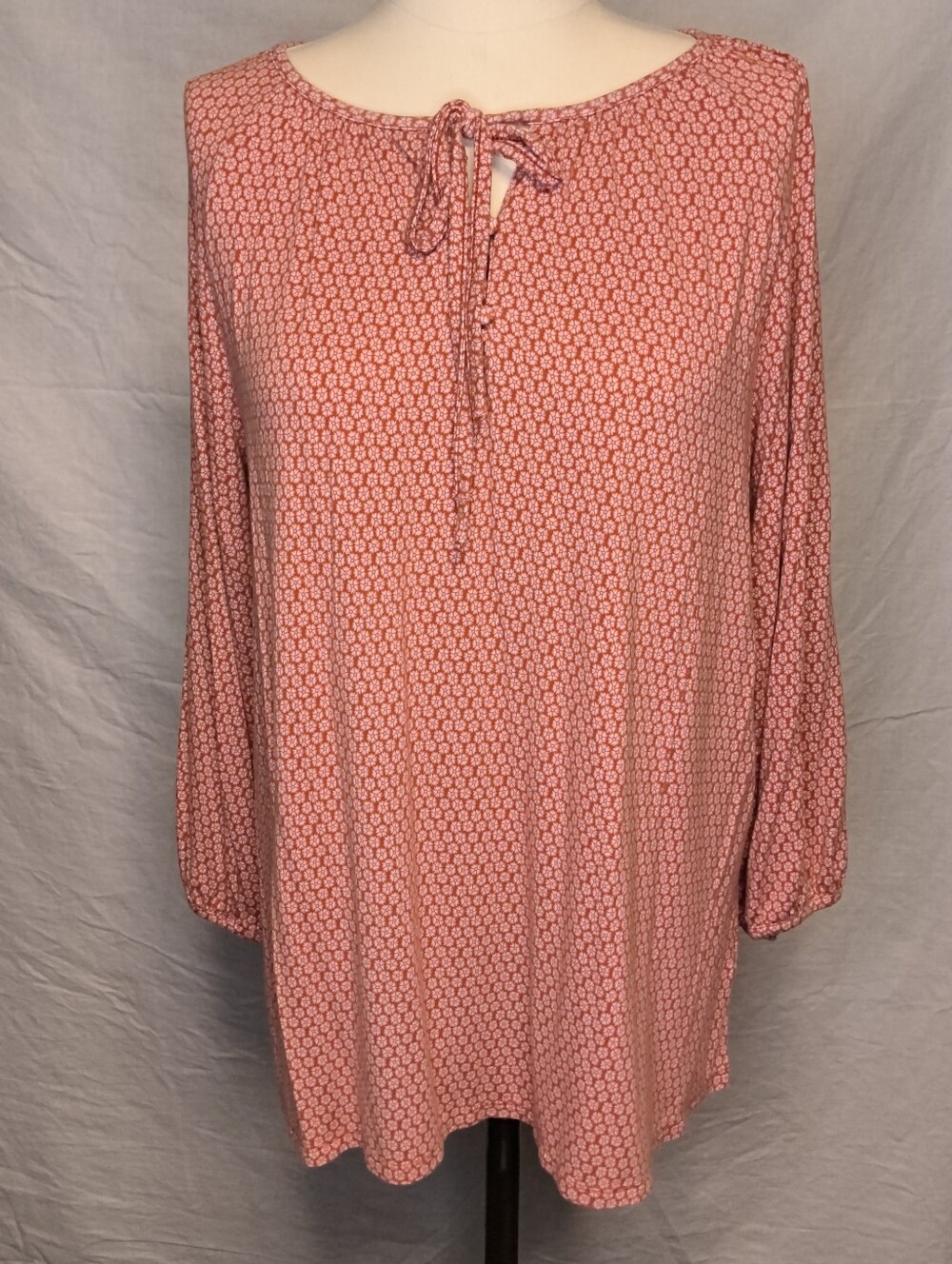 croft & barrow Light Coral Geometric Tie-Neck Tunic